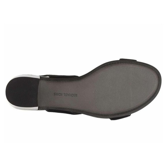 NEW MICHAEL Michael Kors Women Estela Gold Floral Mid Chunky Dress Heel Sandals - Picture 7 of 8